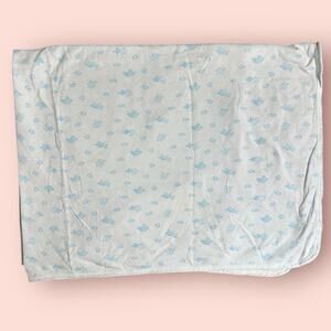 VTG Carters White Blue Pastel Cat Bear Baby Receiving Blanket Lovey Cotton FLAWS